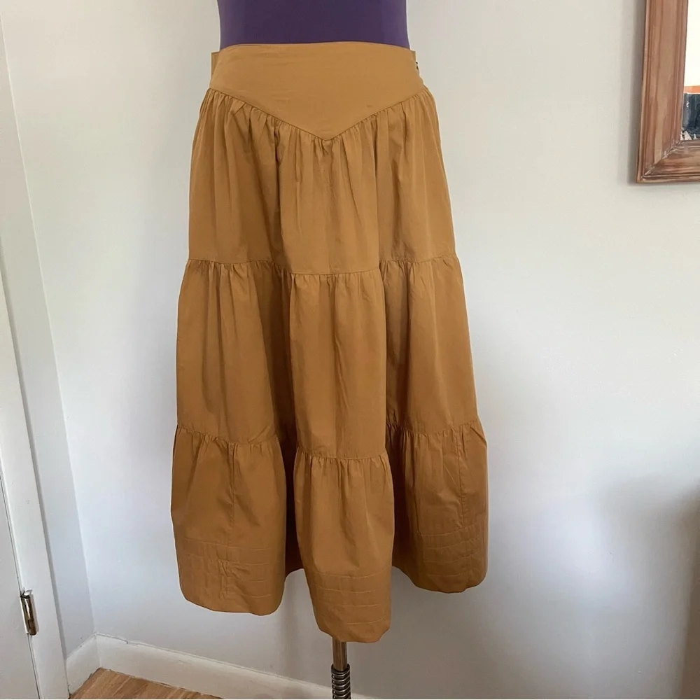 Doen A-Line Skirt in Mustard Brown - Picture 3 of 8